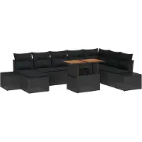 vidaXL Tuinset, 9-delig, zwart, polyrotan