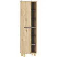 HOMCOM -Badkamerkast-MDF-40x24x148cm-Natuurlijk hout