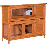 PawHut Konijnenhok - Hout - 120x48x100cm - Bruin