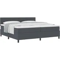 vidaXL Boxspring bed Donkergrijs en Wit 200 x 200 cm Corduroy stof