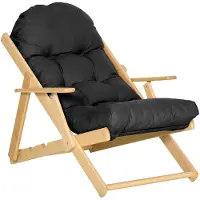 HOMCOM -Accentstoel-Rubberwood-71x89x96cm-Zwart