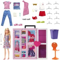 Mattel Barbie Droomgarderobe met pop (blond), accessoires en kleding