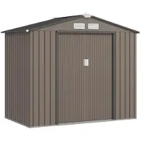 Outsunny -tuinopslag-213x130x185cm-Acier-Marron