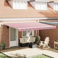 Syfax Uitschuifbare luifel Rood en Wit 450 × 350 cm Stof en Aluminium