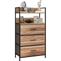 HOMCOM -Stoffen Dressoir-60x29x101cm-Vliesstof (100% polyester)-Eiken