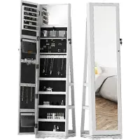 HOMCOM -Staande sieradenkast-MDF-38x38x160cm-Wit