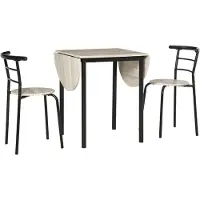 HOMCOM -Eettafelset-MDF, Staal-120L x 60B x 75H cm-Natur+Schwarz