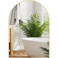 HOMCOM -Badkamerspiegel-50x3x70cm-Glas-Goud