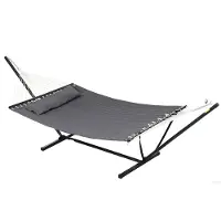 Outsunny -Hangmat-Staal-368x140x110cm-Donkergrijs