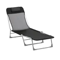 Outsunny Ligstoel - Stof - 182x56x28cm - Zwart