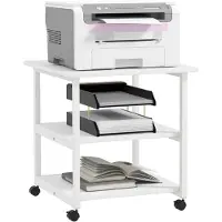 HOMCOM printertafel met wielen, printerstandaard met 3 niveaus, printerhouder