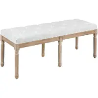 HOMCOM Bed End Bench - Linnenlook Stof - 117x40x48cm - Crème