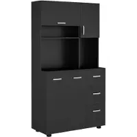 HOMCOM Keukenvoorraadkast - Hout - 89x39,5x168cm - Zwart