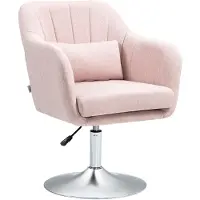 HOMCOM -Accentstoel-Linnen (100% polyester)-60x60x91cm-Roze