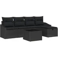 vidaXL Bankstel 6 st poly rattan