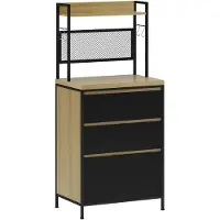 HOMCOM -Keukenkast-MDF-60x40x132cm-Natuurhout