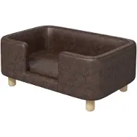 PawHut -Huisdierenbank-Microvezel-74x48,5x31cm-Bruin