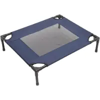 PawHut honden- en kattenbed, campingbed, groot, comfortabel, met poten, Oxford-stof, microgeperforeerd textiel, 76L x 61B x 18H cm, marineblauw/zwart