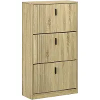 HOMCOM Klapbare schoenenkast - Spaanplaat - 63x24x117cm - Eiken