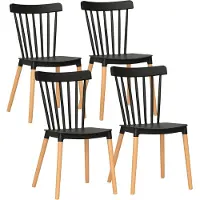 HOMCOM -Eetkamerstoel-PP-48x52.5x83cm-Zwart