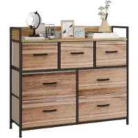 HOMCOM -Stoffen Dressoir-Vliesstof-98x29x85cm-Eiken