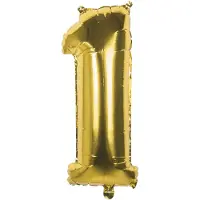 Boland folieballon cijfer 1 goud 36 cm