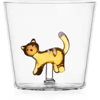 Ichendorf Milano - Waterglas Amber Cat met witte strepen - Waterglazen