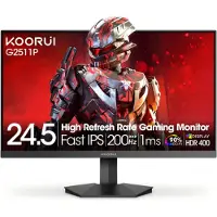 Koorui G2511P 25-inch gamingmonitor, 200 Hz, IPS, Full HD 1080p, 1 ms, Adaptive Sync, VESA-montage, HDMI/DisplayPort, Laag blauw licht, 99% sRGB