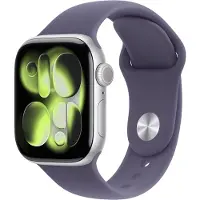 Apple Watch Series 11 GPS + Mobiele connectiviteit 42 mm zilveren aluminium behuizing met paarse nevel sportband - S/M