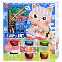Playgo klei speelgoed Sushi set met 6 potjes en accessoires.