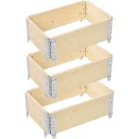Garronda Kweekbak Palletrand 3-Pack 60x40x20 cm - Natuurlijk - Bloemen - Kruiden - Palletframe - Natuurlijke Verhoogde Bloembedden - GD-BUD-PAL