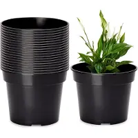 Garronda Plantenpot Bloempot - Kunststof - Rond – Plantenbak – Zwart – 20 Stuk – Zwart, 19cm H=15cm - GD-NIC-SBX90