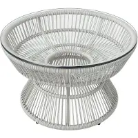 Outsunny -Rotan salontafel-PE rotan-60x60x37cm-Lichtgrijs
