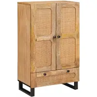 vidaXL Highboard met lade Bruin 40 x 33 x 110 cm Massief Mango Hout
