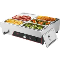 Vevor Commerciële Voedselwarmer met 6 Containers (1/3 formaat) &amp; Netsnoer