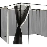 Outsunny -Gaasschermen voor tuinpaviljoen - Nylon - 302x207cm - Zwart