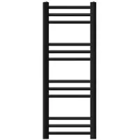 LuxeBath elektrische Badkamerradiator Sahara 300x800 mm zwart rechte Zijaansluiting met 600W Verwarmingselement Thermostaat digitaal Display Handdoekverwarmer Handdoekdroger Verwarmingssysteem