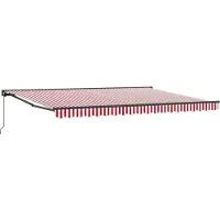 vidaXL Handmatig uitschuifbare luifel Rood en Wit 4 × 3,5 m