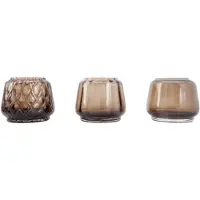 XLBoom Kuro T-Light Mix Set 3 Smokey grijs– Mondgeblazen glazen theelichthouders (set van 3) – Kies uit Moss | Smokey | Plum – Design woonaccessoire