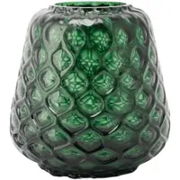 XLBoom Kuro Prism Small Moss – Mondgeblazen glazen vaas met geometrisch patroon – Kleur Moss groen – Design woonaccessoire