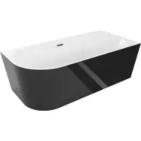 Mexen Mia vrijstaande hoekbadkuip rechts 180 x 80 , wit/zwart, overloop gun metal - 52691808075P-95