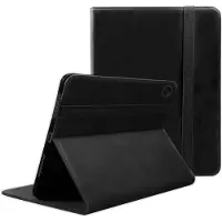 Rosso Deluxe Hoes Geschikt voor Samsung Galaxy Tab A11 Plus | Book Case Echt Leer | Sleep/Wake | Standaard | Penhouder | Beschermhoes Zwart