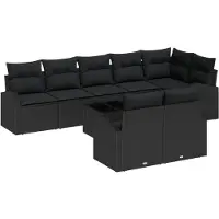 vidaXL Tuinbank Set 9 st Zwart poly rattan