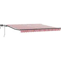 vidaXL Uitschuifbare luifel Rood en Wit 450 × 300 cm Stof en Aluminium