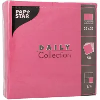 Papstar 14x 50 Servetten DAILY Collection 1/4 vouw 32 cm x 32 cm fuchsia