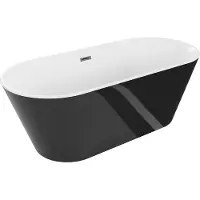 Mexen Flavia vrijstaande badkuip 150 x 75 , wit/zwart, overloop gun metal - 54031507575-95