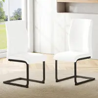 OKWISH Eetkamerstoel Set Van 2 - Ergonomische Rugleuning En Comfortkussen - Voor Eetkamer En Keuken - Kunstleer - Wit Zwart
