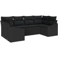 vidaXL Tuinbank Set 6 st Zwart poly rattan