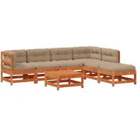 vidaXL Tuin loungeset, 7-delig, donkerbruin, massief grenenhout