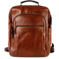 Bear design Ties Leren Laptop Rugzak 15,4 inch - Cognac / Bruin
